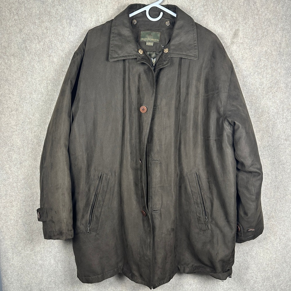 Rainforest Car Coat Men's Size XL Brown Faux Suede Insulated Full Zip Jacket